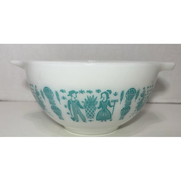 Pyrex Amish Turquoise Teal Butterprint Cinderella Nesting Mixing Bowls Set of 3 - Picture 9 of 11
